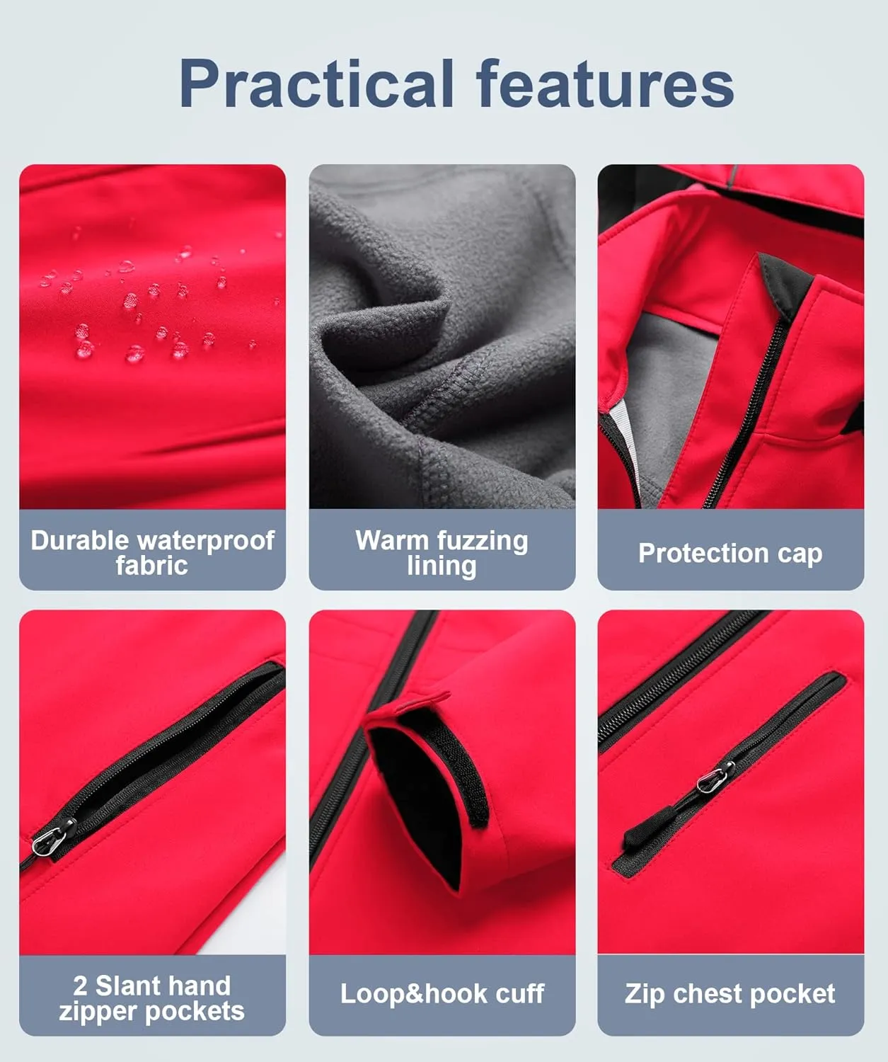 CREATMO US Women's Lightweight Waterproof Long Softshell Tactical Jacket Fleece Lined Windbreaker