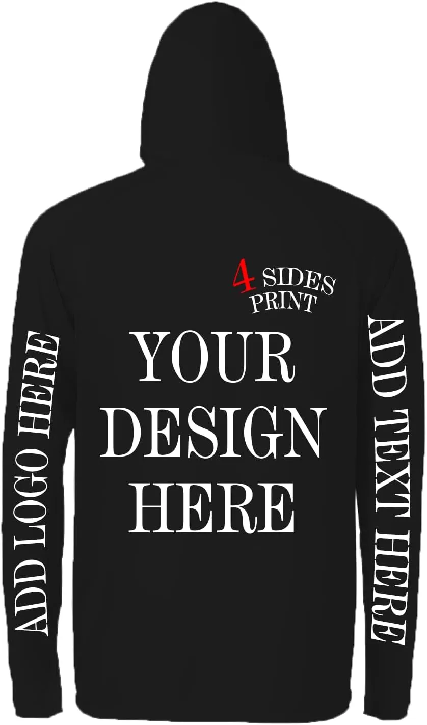 Custom Men's Sun Protection Hoodie Shirt Custom Hoodies Design Your Own Logo Text Customizable Long Sleeve T-Shirt