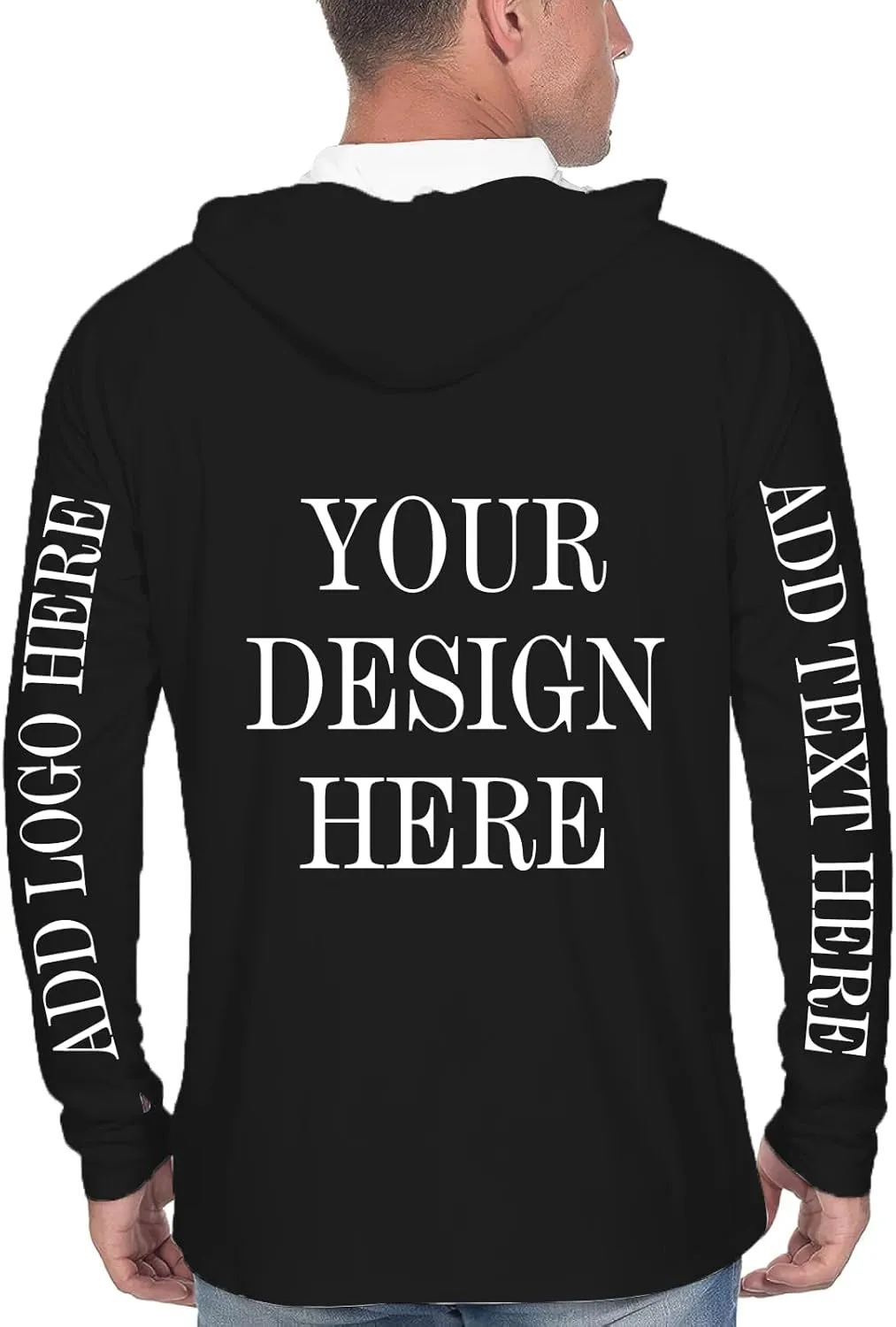Custom Men's Sun Protection Hoodie Shirt Custom Hoodies Design Your Own Logo Text Customizable Long Sleeve T-Shirt