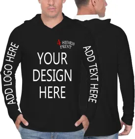 Custom Men's Sun Protection Hoodie Shirt Custom Hoodies Design Your Own Logo Text Customizable Long Sleeve T-Shirt