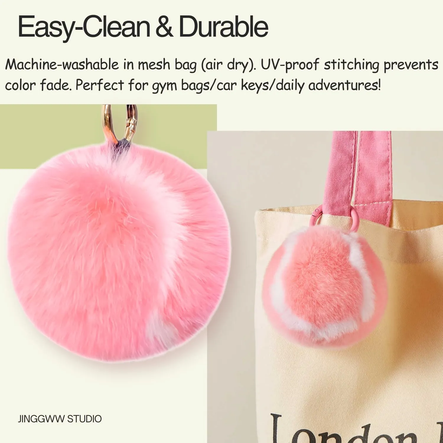 Cute Fluffy Tennis Keychain Plush Pendant Ball Key Rings Soft Pompom Keychain for backpack Handbag Purse Charms