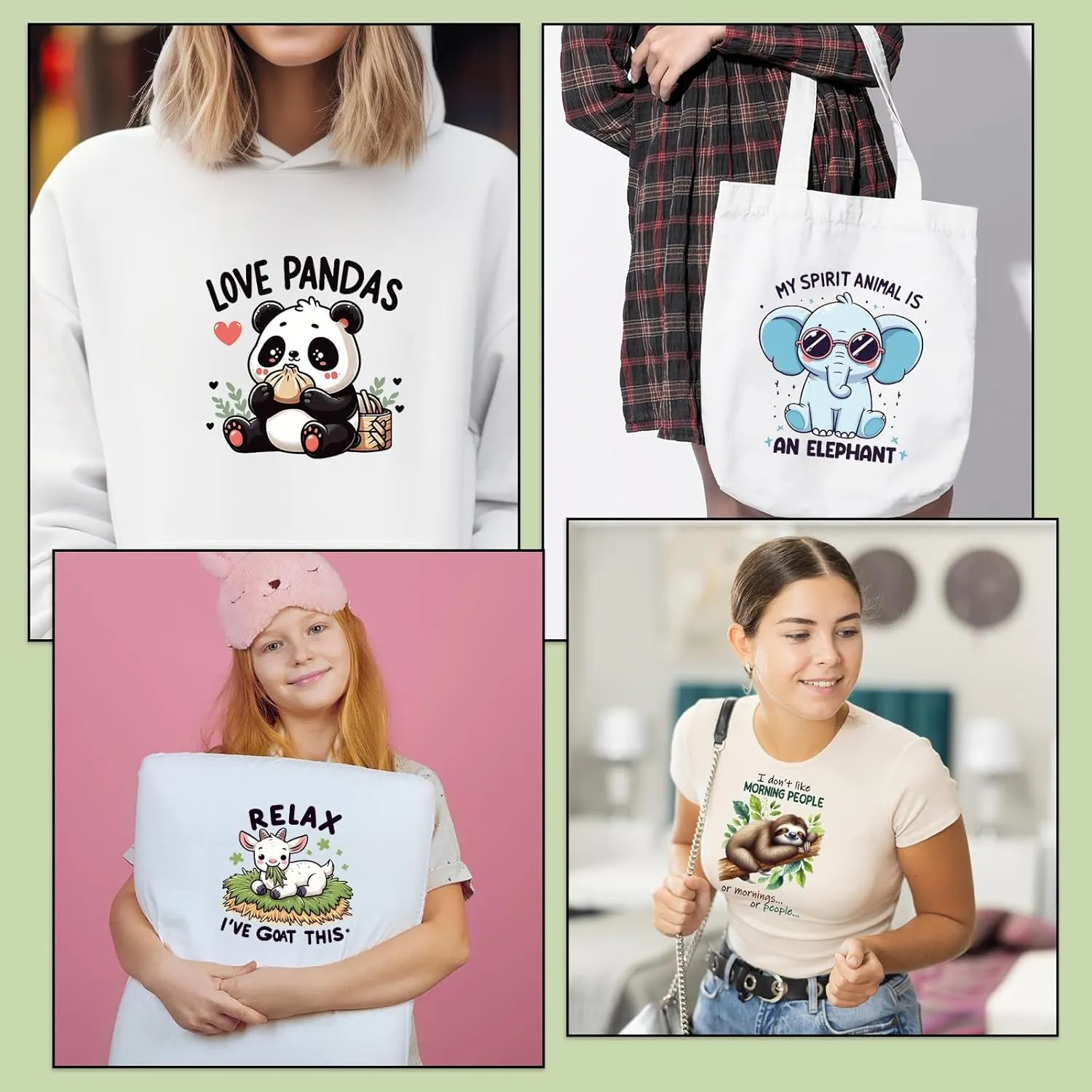 Dtf Transfers Ready to Press - 20 Pcs Funny Animal Iron on Transfers for T-Shirts Sarcastic Cat Dog Cow Heat Transfer Vinyl Stickers Patches Decals for Clothes Bag Pillow DIY Decor