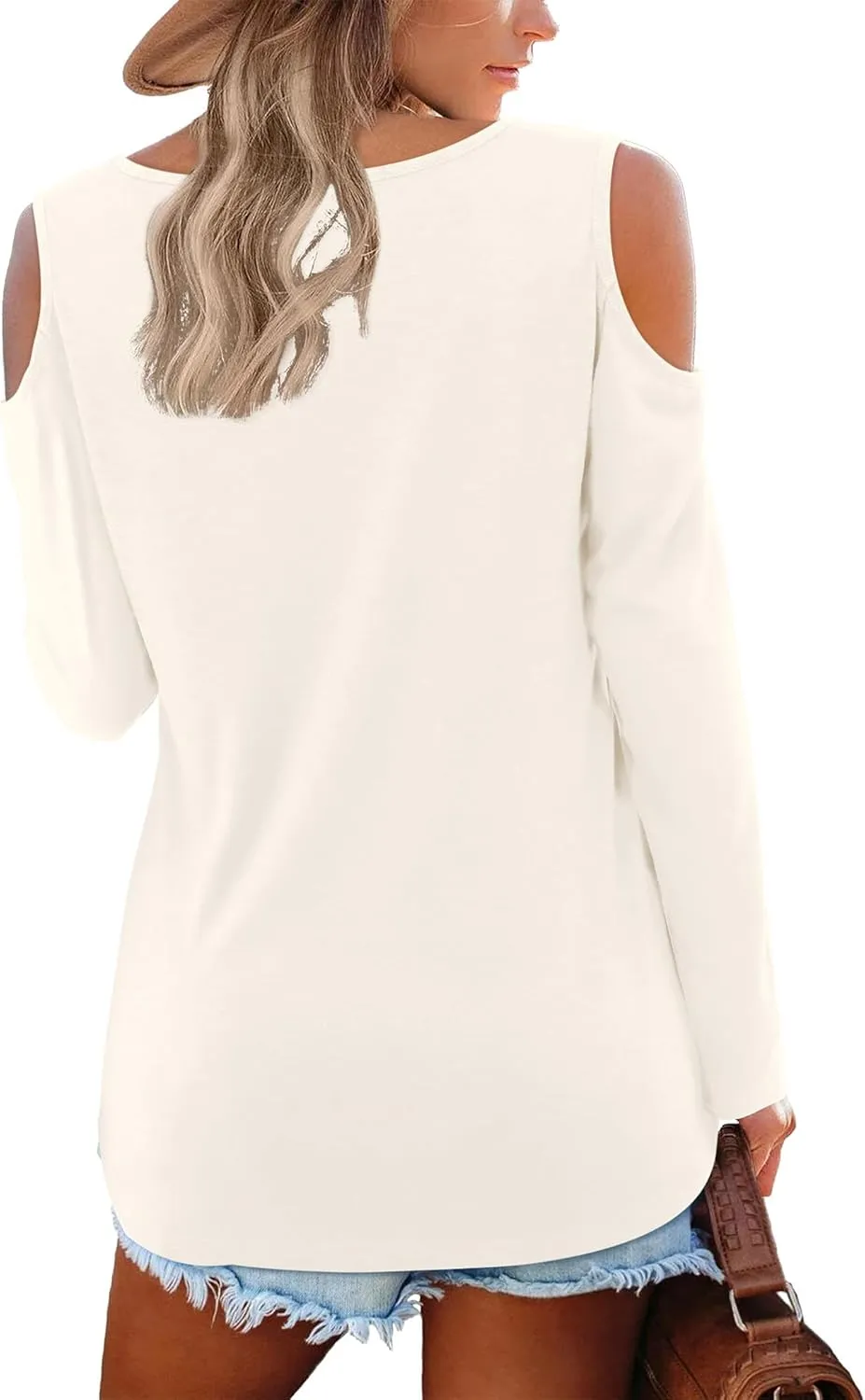 Florboom Womens Cold Shoulder Tops Summer Short/Long Sleeve V Neck T Shirts Basic Blouse
