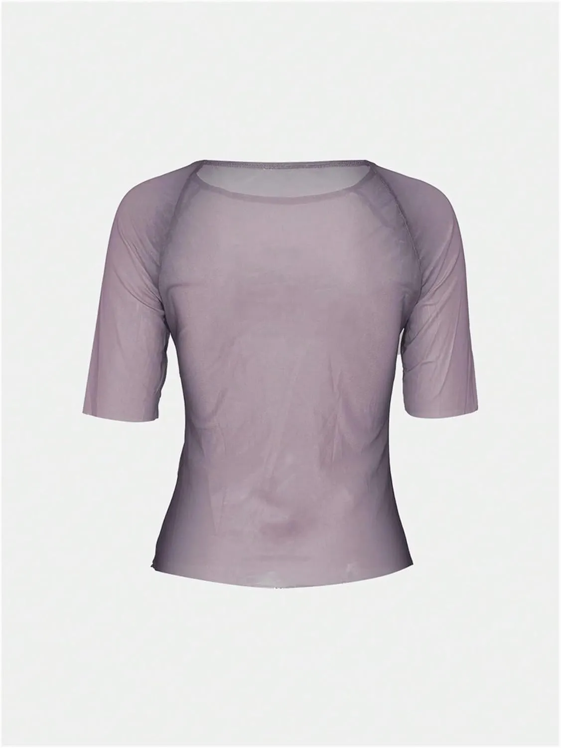 GORGLITTER Women's Short Sleeve Sheer Mesh Crop Tops Y2K See Through Letter Tees Summer Going Out Tops