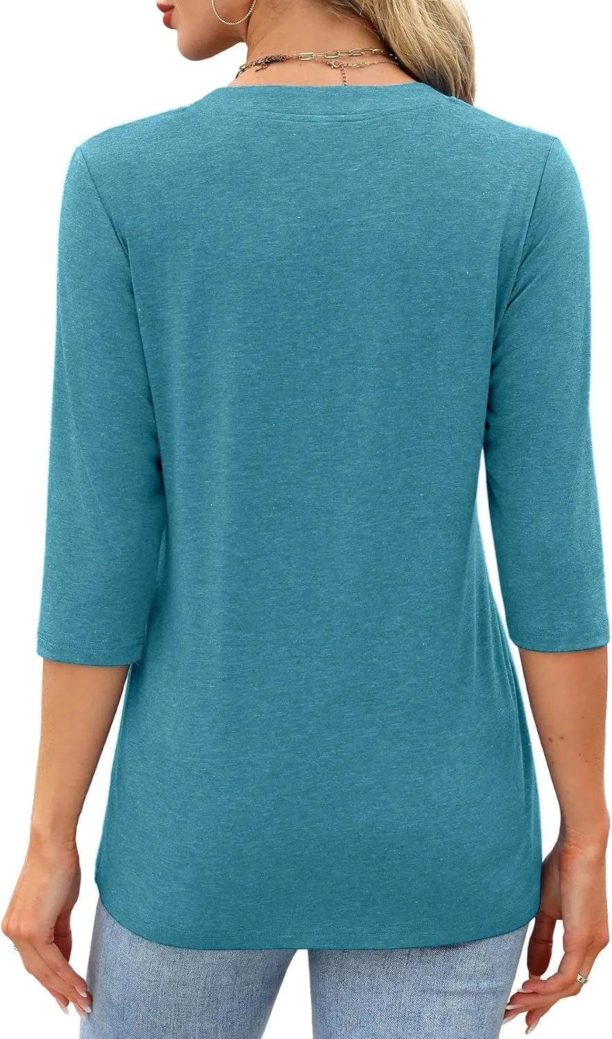 JomeDesign Womens Tops 3/4 Sleeve V Neck Shirts Dressy Casual Tunic Blouses Summer Tees