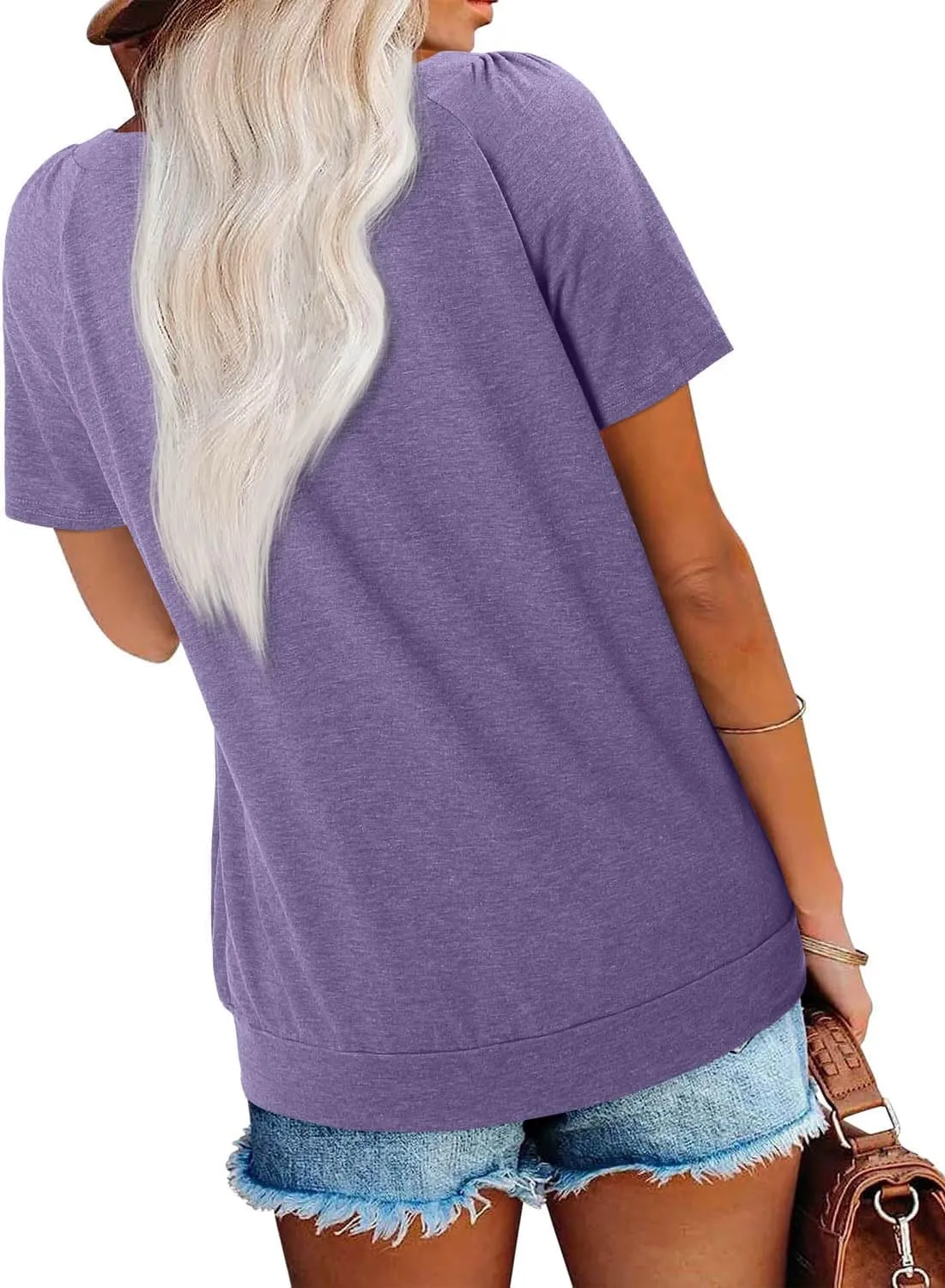 KISSMODA Womens Summer Tops 2025 Trendy Casual Short Sleeve Shirts Dressy Cute Pleated Loose Blouses S-3XL
