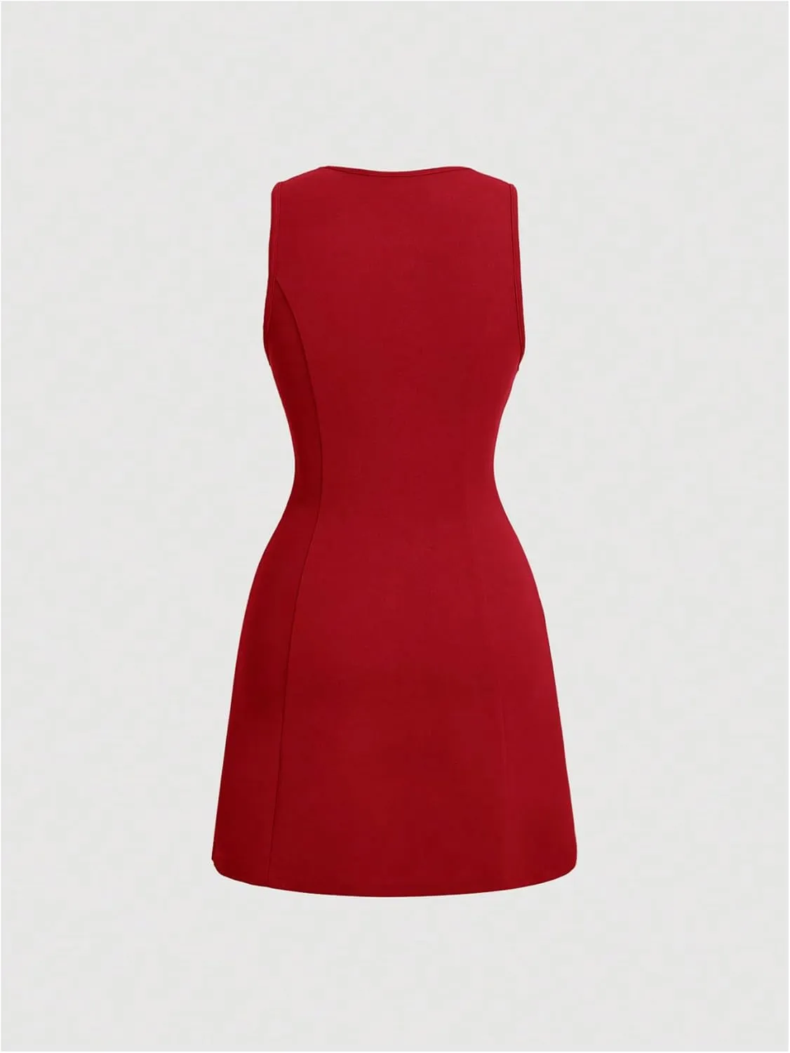 MakeMeChic Women's Elegant Short Dresses Deep V Neck Button Down Sleeveless Blazer Dress