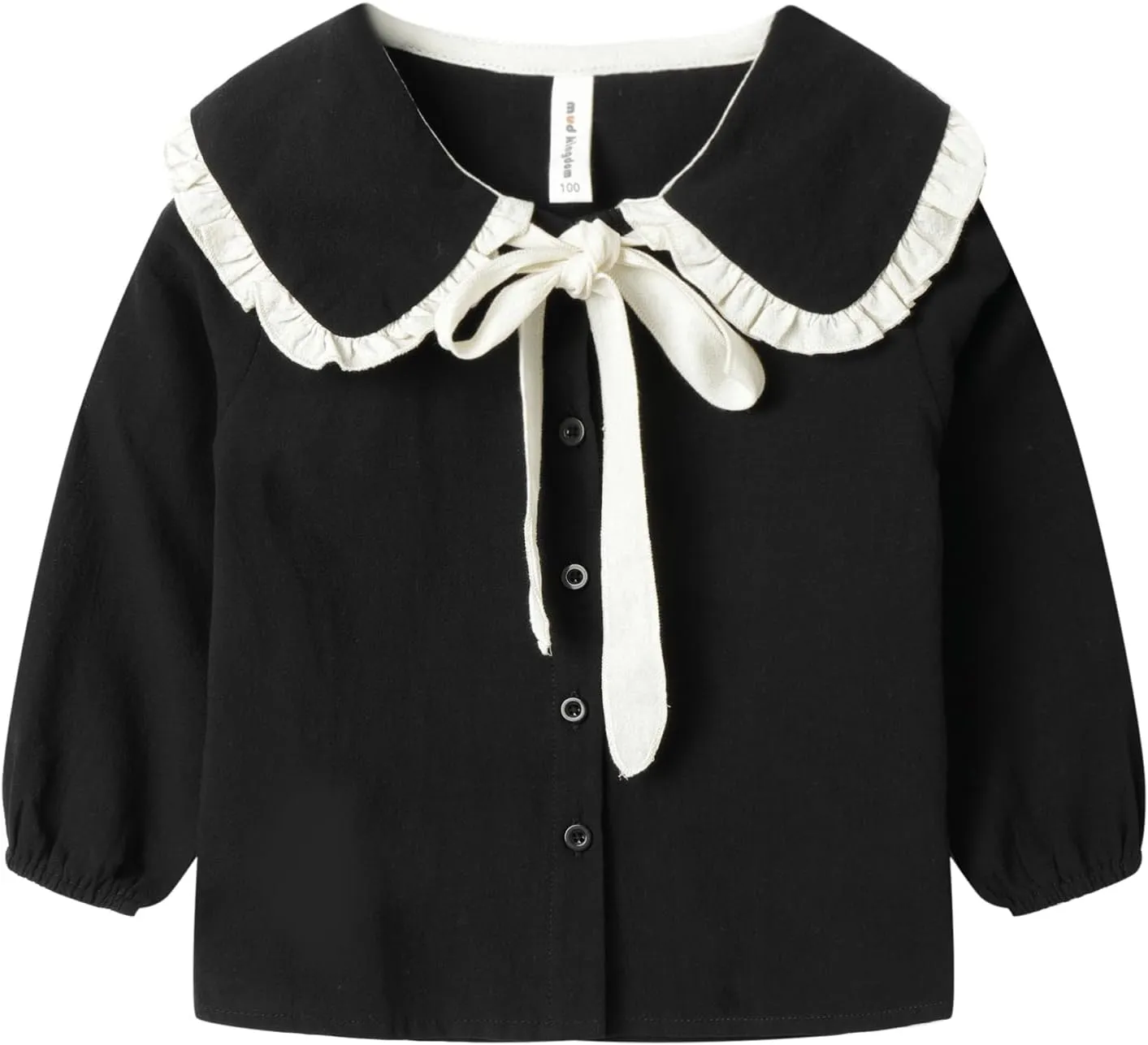 Mud Kingdom Girls Blouse Shirts Spring Fall Long Sleeve Button-Down Top Ruffle Collar