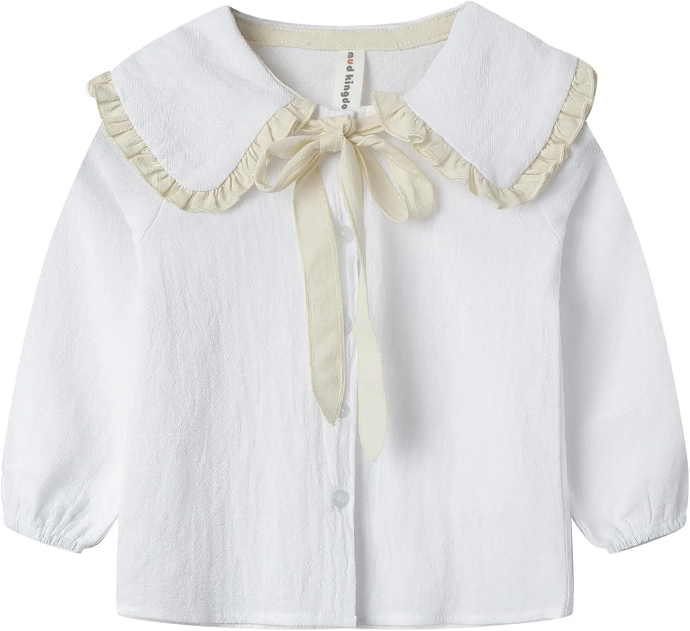 Mud Kingdom Girls Blouse Shirts Spring Fall Long Sleeve Button-Down Top Ruffle Collar