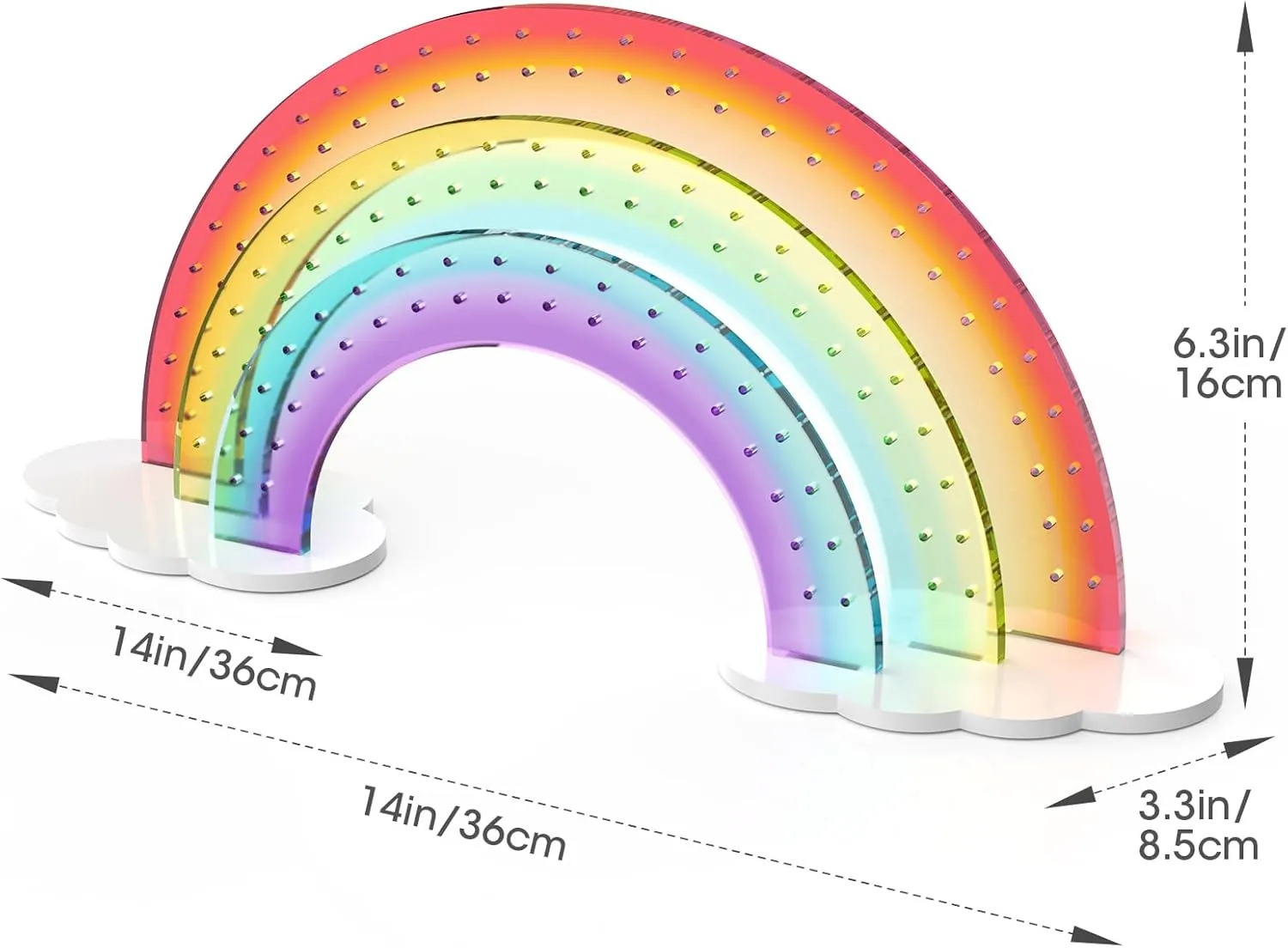 NiHome Rainbow Acrylic Earring Holder for Home, Office, Vanity - Lightweight Multicolored Layered Display with 140 Holes for Up to 70 Pairs, Durable Resistant to Fading & Deformation (Gradient)