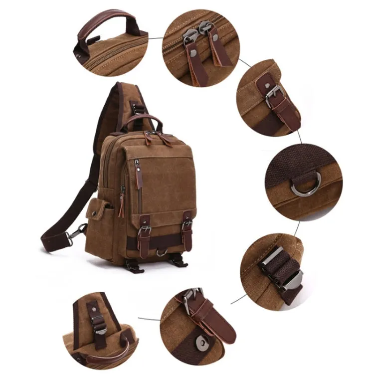 Outdoor Travel Messenger Canvas Chest Bag, Color: Black