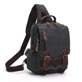 Outdoor Travel Messenger Canvas Chest Bag, Color: Black