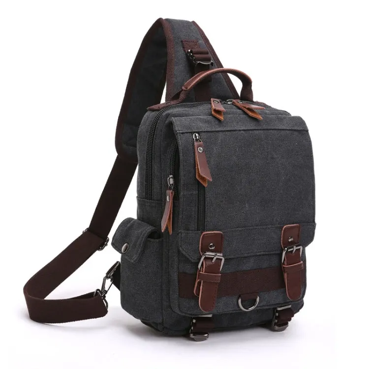 Outdoor Travel Messenger Canvas Chest Bag, Color: Black