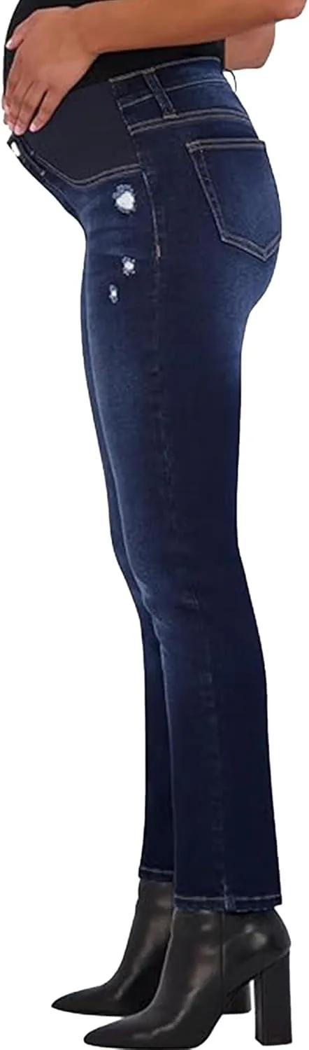 Savi Parker Maternity Jeans for Women, Straight Leg Elastic Under Belly High Waist Pant, Pregnancy Clothes for All Seasons