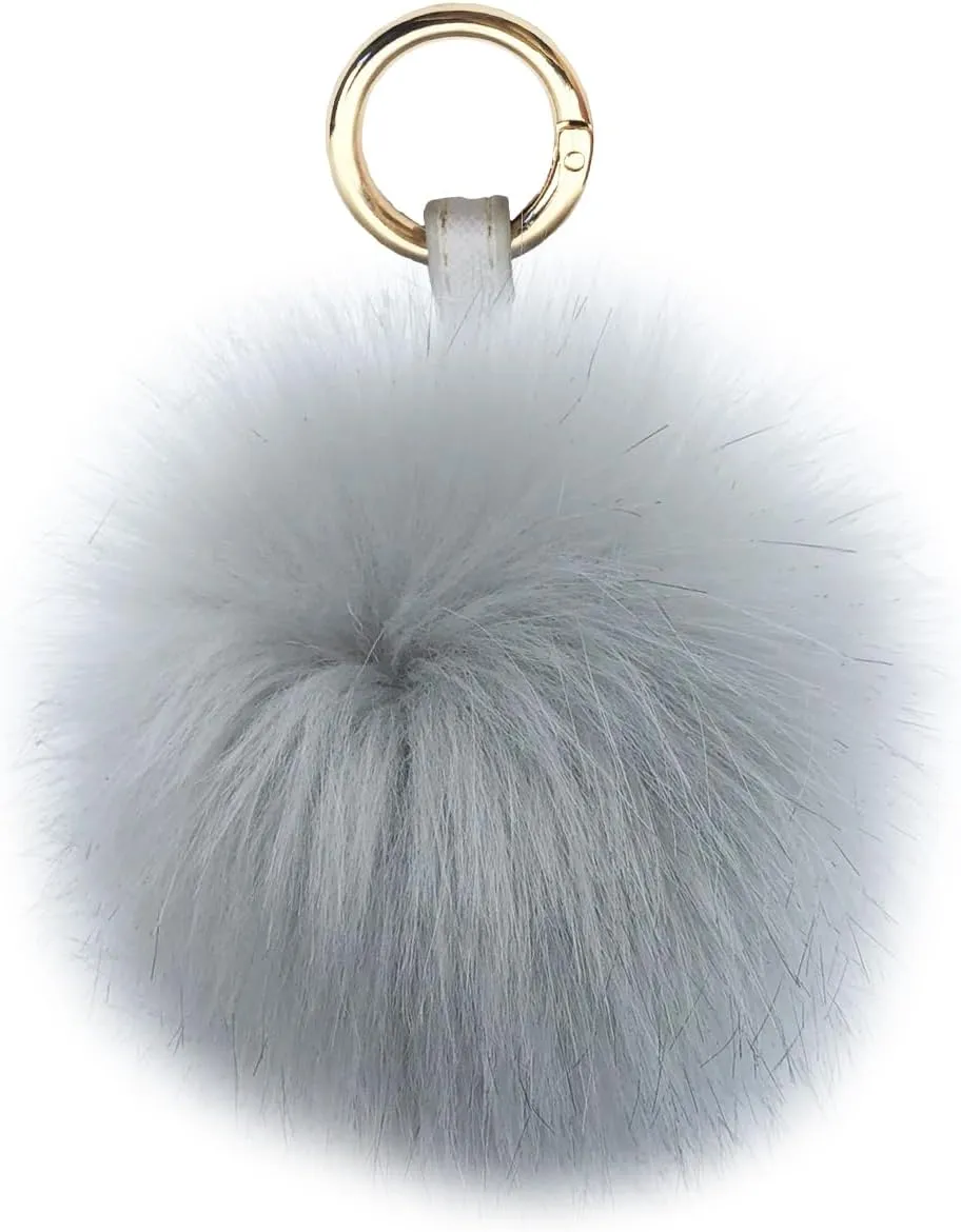 Unpafcxddyig Faux Fox Fur Ball Soft Pom Pom Keychain for Car Key Ring Phone Handbag Charm Tote Pendant